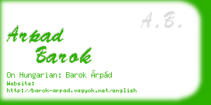 arpad barok business card